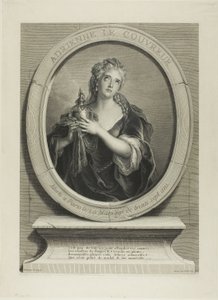 Porträtt av Adrienne Le Couvreur av Pierre Imbert Drevet