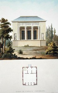 Country House at Wondelgem, från "Val av de mest framstående monumenten, byggnaderna och husen i kungariket Nederländerna" av Pierre Jacques Goetghebuer, publicerad 1827 (akvatint) av Pierre Jacques Goetghebuer
