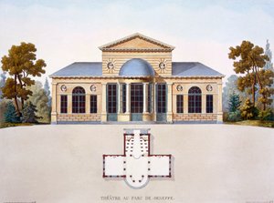 Theatre of the Château de Seneffe, från "Val av de mest anmärkningsvärda monumenten, byggnaderna och husen i kungariket Nederländerna", publicerad 1827