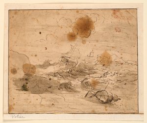 Stormigt havslandskap av Pierre Jacques Volaire