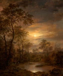 Moonlight Scene (målning på panel) av Pierre Jean Hellemans