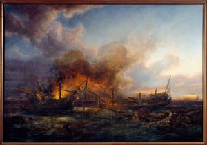 Strid mellan övervakaren och Quebec 1779 Målning av Pierre Gilbert (1783-1860) 1779 Brest, Musee des Beaux Arts
