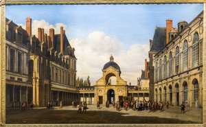 Oval innergård på Château de Fontainebleau. Ankomst av Christine av Sverige, drottning av Sverige