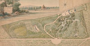 Plan för trädgården i Château de Bagatelle, 1817. av Pierre Lapie