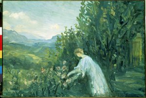 Kvinna i en trädgård (Lady in the Garden). Målning av Pierre Laprade (1875-1931)