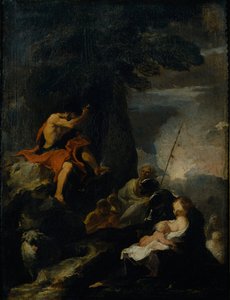 Johannes Döparen predikar i öknen (olja på duk) av Pierre Louis Cretey or Cretet