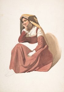 Sittande italiensk bondkvinna, mitten av 1800-talet.