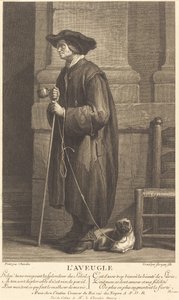 Den blinde tiggaren av Pierre Louis de Surugue after Jean Siméon Chardin