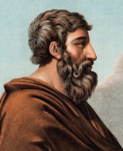 Porträtt av Lycurgue (Lykourgos) mytiska lagstiftare i Sparta (9:e eller 8:e århundradet f.Kr.). (Lycurgus of Sparta) Gravyr av Pierre Michel Alix (1762-1817)