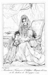 Françoise dAubigné och hertiginnan av Bourgogne. av Pierre Mignard
