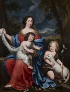 Porträtt av Madame de Maintenon 1635-1719, med Ludvig XIV:s naturliga barn, 1600-talet.