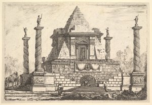 Imaginär arkitektur med kamel och figurer, efter Della Bella, 1700-talet.