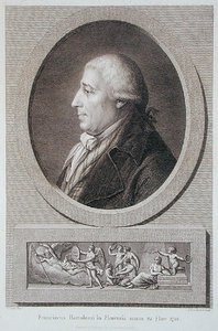 Porträtt av Francesco Bartolozzi (1727-1815) graverad av Jacques Brouillard (1744-1806) (gravyr) av Pierre Noel Violet