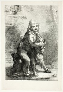 Barn med hund av Pierre Paul Prud