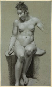 Sittande kvinnlig nakenbild av Pierre Paul Prud