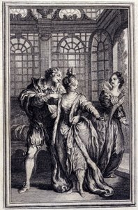 Fästmö till kungen av Garbe - i "" Sagor och nyheter på vers "" av Jean La Fontaine. 1776. Illustration av P.P. Choffard. av Pierre Philippe Choffard