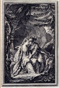 Fästmö till kungen av Garbe - i "" Sagor och noveller på vers"" av Jean La Fontaine. 1776. Illustration av P.P. Choffard. av Pierre Philippe Choffard