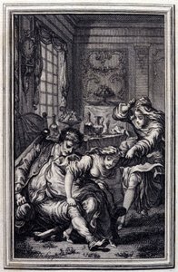 Fladdermusen - i "" Sagor och nyheter på vers "" av Jean La Fontaine. 1776. Illustration av P.P. Choffard. av Pierre Philippe Choffard