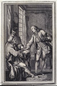 Les confeux indiscrets - i "" Sagor och noveller på vers "" av Jean La Fontaine. 1776. Illustration av P.P. Choffard. av Pierre Philippe Choffard