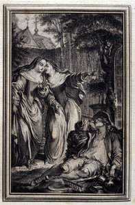 Mazet de Lamporechio - i "" Sagor och noveller på vers "" av Jean La Fontaine. 1776. Illustration av P.P. Choffard.