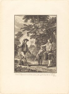 Alla respekterar andras arbete, så att bröstet är säkert av Pierre Philippe Choffard after Jean Michel Moreau