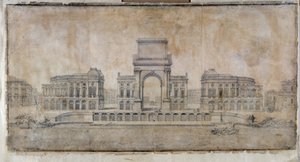 Arkitektur: "Projekt av Place Royale för Marseille, perspektiv tittar på staden" 1686 (ritning) av Pierre Puget