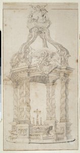 Arkitektur: "Altar och badalquin-projekt" (ritning) av Pierre Puget