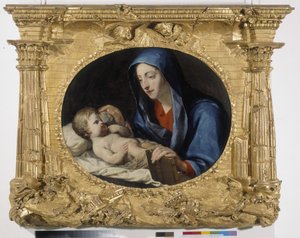 Jesusbarnets sömn (olja på duk) av Pierre Puget