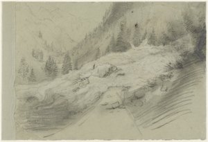 Lavin i ett alpint landskap av Pierre Puvis de Chavannes
