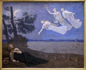 Le Reve (han ser i sömnen kärlek, ära och rikedom dyka upp för honom) (målning) av Pierre Puvis de Chavannes