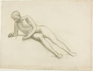 Liggande manlig nakenbild av Pierre Puvis de Chavannes