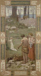 Saint Genevieve som barn i bön av Pierre Puvis de Chavannes