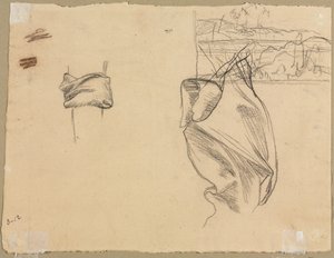 Studier av draperi och studier av ett landskap, 1800-talet. av Pierre Puvis de Chavannes