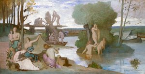 The River, c.1864 (olja på papper, nedlagd på duk) av Pierre Puvis de Chavannes
