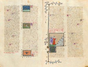 Sida från "The Properties of Things" av engelsmannen Bartholomew i den franska översättningen av Jean Corbechon, ca 1390