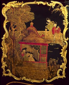 Sidopanel på en Louis XV Commode, c.1745 (lack och guld på trä) (re 222380)