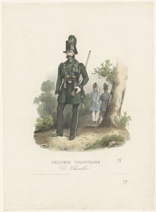 Belgisk frivillig jägare, 1831 Chasseur Volontaire De Chasteller (titel på objekt) av Pierre Simonau