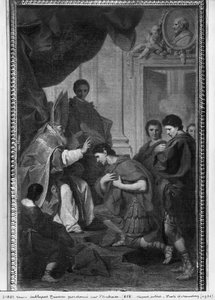 Kejsar Theodosius I den store tar emot benådningen av St. Ambrosius, ärkebiskop av Milano, ca 1745 av Pierre Subleyras