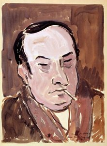 Porträtt av Leon Paul Fargue (1876-1947) poet Teckning av Pierre de Belay (1890-1947) 1934. Paris, B.N.