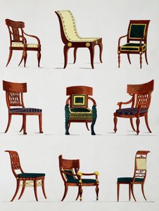 Fåtöljer och stolar, konsulattiden, Illustration från Collection de meubles et objects de gout (Samling av möbler och smakföremål)