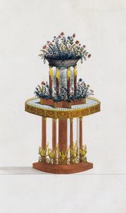 Blomsterstander i mahogni og bronze, tallerken 287, illustration fra Collection de meubles et objects de gout (Samling af møbler og smagsgenstande) av Pierre de La Mesangere
