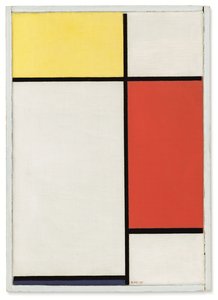 Komposition: Nr II, med gult, rött och blått av Piet Mondrian