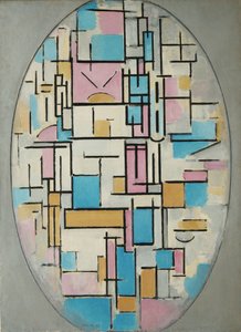 Komposition i oval med färgplan 1 av Piet Mondrian
