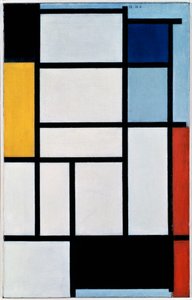 Komposition med rött, svart, gult, blått och grått av Piet Mondrian