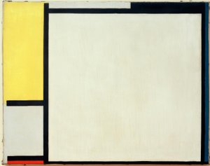 Komposition med gult, svart, blått, rött och grått av Piet Mondrian