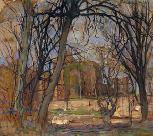 Vårsol (Lentezon): Slottsruin: Brederode, ca 1909-10 (olja på masonit) av Piet Mondrian