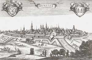 Panorama över Munster, Tyskland (tryck) av Pieter (after) Nolpe