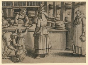 Interiören i en mjölk- och ostbutik av Pieter Aertsen