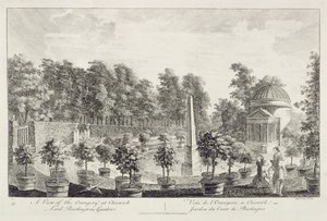 Utsikt över orangeriet, Lord Burlingtons trädgård i Chiswick