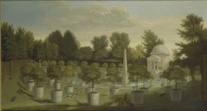 Utsikt över Orange Tree Garden, Chiswick House (olja på duk)